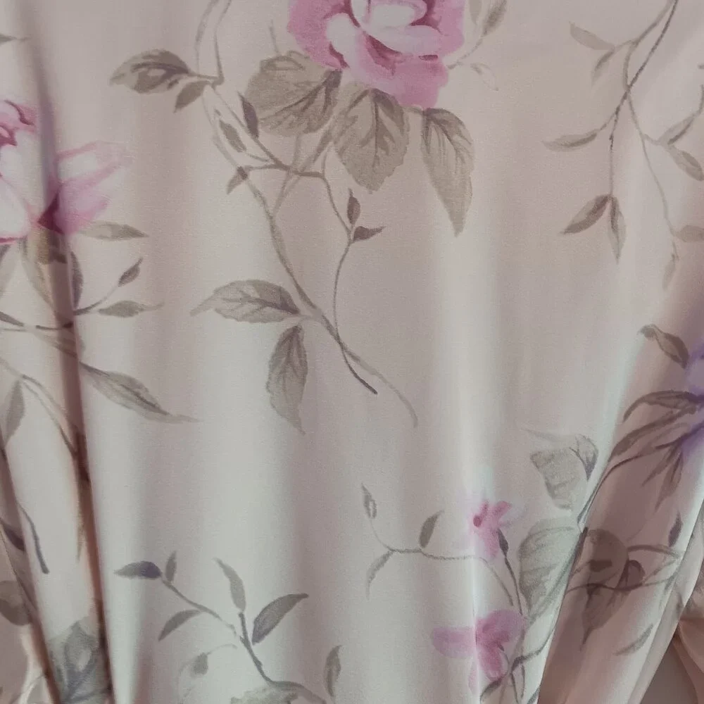 JONES OF NEW YORK Women's Vintage SHORT PALE PINK FLORAL KIMONO ROBE - Picture 7 of 7